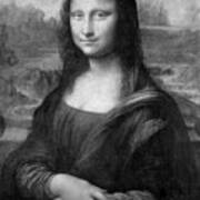 Portrait Of Mona Lisa By Leonardo Da Vinci Bw Art Print