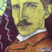Portrait of Nikola Tesla Art Print