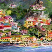 Positano Italy Amalfi Coast Travel Art Art Print