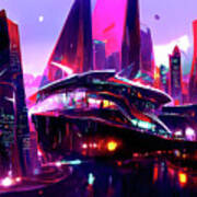 Postcards From The Future - Neon City, 07 Art Print