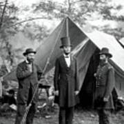 President Abraham Lincoln John Mcclerand Allan Pinkerton Bw Art Print