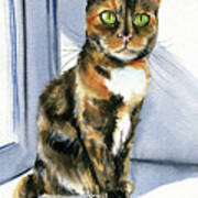 Princess Tiger Lily Tortie Cat Painting Art Print