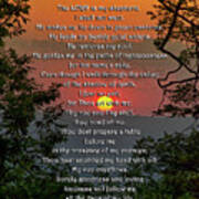 Psalm 23 Prayer Over Sunset Landscape Art Print