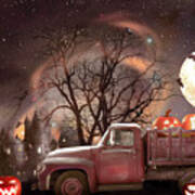 Pumpkins Under The Halloween Country Moon Art Print