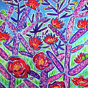 Purple Cholla Flowers Art Print