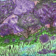 Purple Doodle Scene Art Print