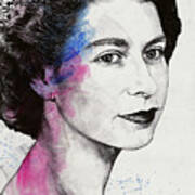 Queen Elizabeth Ii Street Art Portrait Art Print