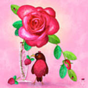 R Is For Rose And Robin Art Print