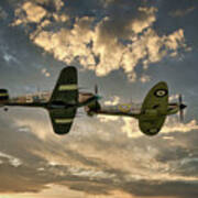 Raf Spitfire And Hurricane, World War 2 Fighter Aircraft Art Print