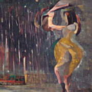 Rain Dancer In Yellow Dress Art Print