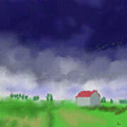 #rain With #barn Art Print