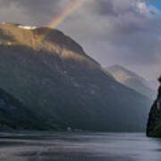 Rainbow On The Fjord Art Print