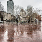 Rainy Day In City Of Boston Massachusetts Art Print
