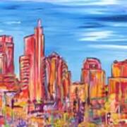 Red And Blue Philadelphia Skyline Art Print