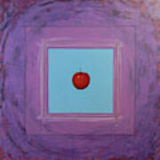 Red Apple Icon On Blue And Purple Square Art Print