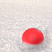 Red Ball In Snow Art Print