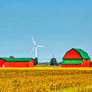 Red Barns In Lake Erie Area, Ontario, Canada Art Print