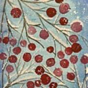 Red Berries In Snow Art Print