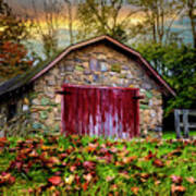 Red Door Barn Farm Creeper Trail In Autumn Fall Colors Damascus Art Print