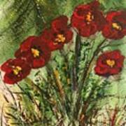 Red Hibiscus In Mixed Media Art Print