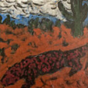 Red Lizard In The Desert Art Print