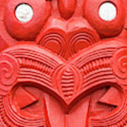 Red Maori Carving, Whakarewarewa, New Zealand Art Print