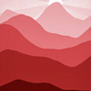 Red Mountain Range Sunrise Abstract Minimalism Art Print