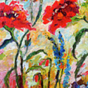 Red Poppies And Bees Provence Art Print