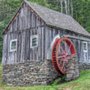 Red Waterwheel Of Vermont Art Print