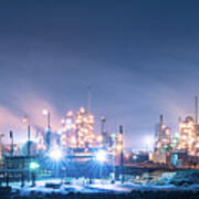 Refinery At Blue Hour 2 Art Print
