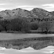 Reflections In Icy Waters Bw Art Print