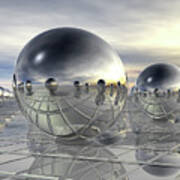 Reflecting 3d Spheres Art Print
