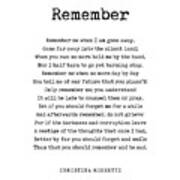Remember - Christina Rossetti Poem - Literature - Typewriter Print 1 Art Print