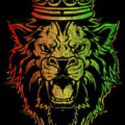 Retro Lion Of Judah Rastafarian Art Print