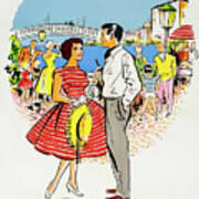 Retro Southport England Travel Poster 1959 Art Print
