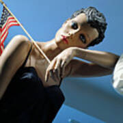 Retro-styled Mannequin With The Us Flag. Beverly Hills 1984 Art Print