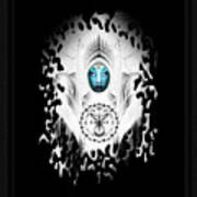 Riddian Queen Angel White Gsplatter On Black Fractal Portrait Art Print