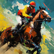 Rider's Dream - Jockey Art - Horse Racing Art Art Print