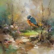 River Kingfisher In Spring Art Print