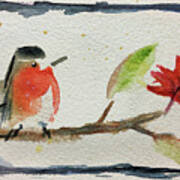 Robin On A Maple Branch Art Print