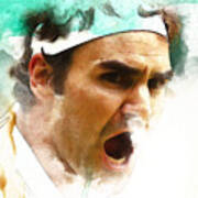 Roger Federer Fired Up 1b Art Print