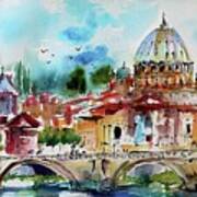 Rome Saint Peter Basilica St Angelo Bridge Art Print