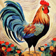 Rooster - King Of The Barnyard Art Print