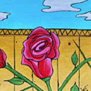Rose On The Fence Art Print