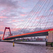 Rotterdam, Willems Bridge At Sunrise Art Print