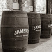 Row Of Whiskey Barrels Outside The Jameson Distillery In Dublin Ireland Art Print
