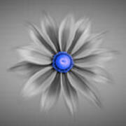 Rudbeckia Blossom Irish Eyes - Selective Color Blue Art Print