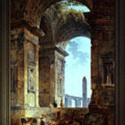 Ruins With An Obelisk In The Distance Fine Art Old Masters Reproduction Art Print