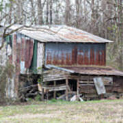 Old Rusted Decaying Metal Barn In Onslow County North Carolina Art Print