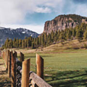 Rustic Colorado Mountains And Wooden Fence Line Art Print